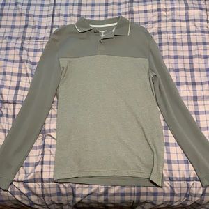 VAN HEUSEN Gray Long-Sleeve Polo Shirt